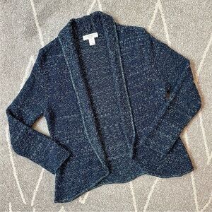 Christopher & Banks Navy and Teal Knitted Open Front Cardigan